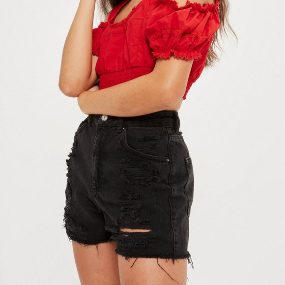 tall high waisted denim shorts